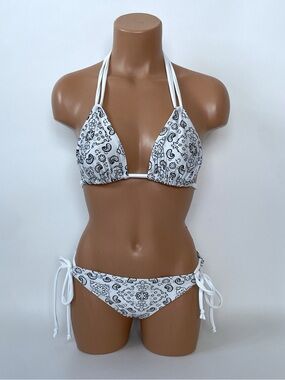 White Paisley String Bikini - Women Swim